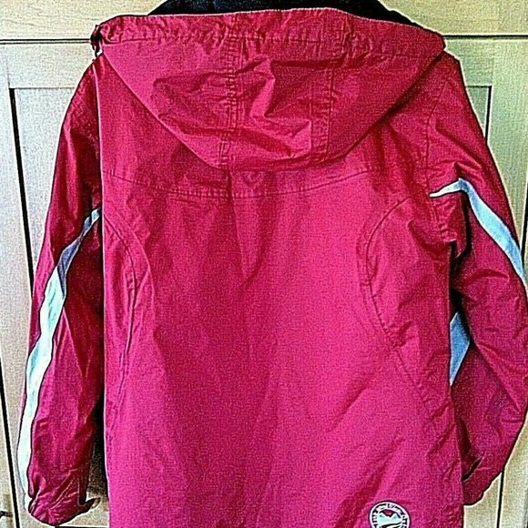 Wind River Jacket Woman's Red Size Large Windbreaker Zip Up Fleece Lined Hooded - Picture 3 of 16